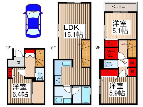 東岸町貸家の物件間取画像